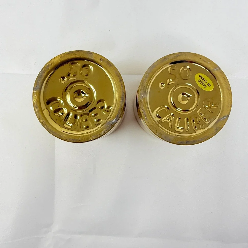Set of 2 Gold 50 Caliber Bullet Shell Shot Glasses‎ Holders